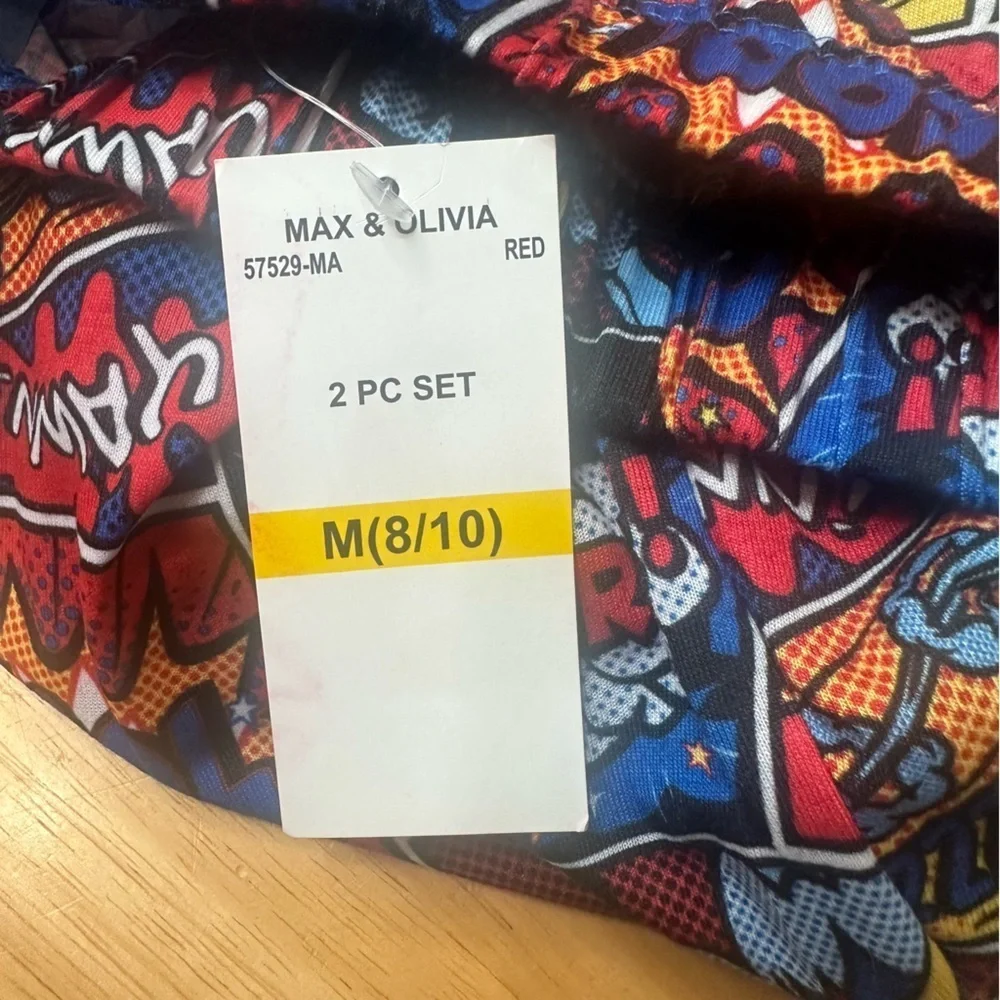Max & Olivia Boys Sleep Pajama Short NWT Weekend Medium M Colorful Red Blue Zzz